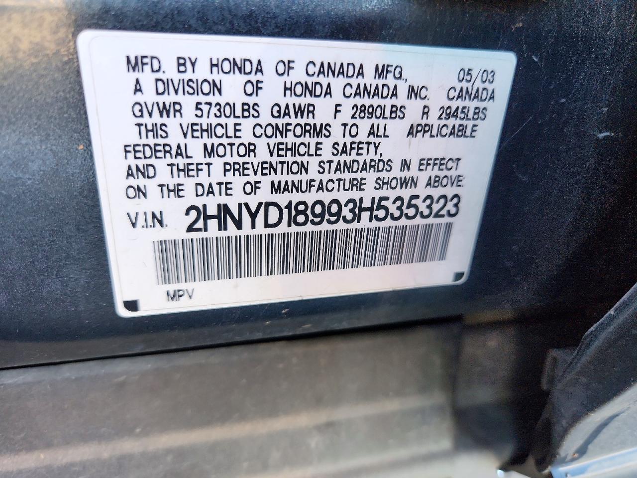 2003 ACURA MDX TOURING photo 12