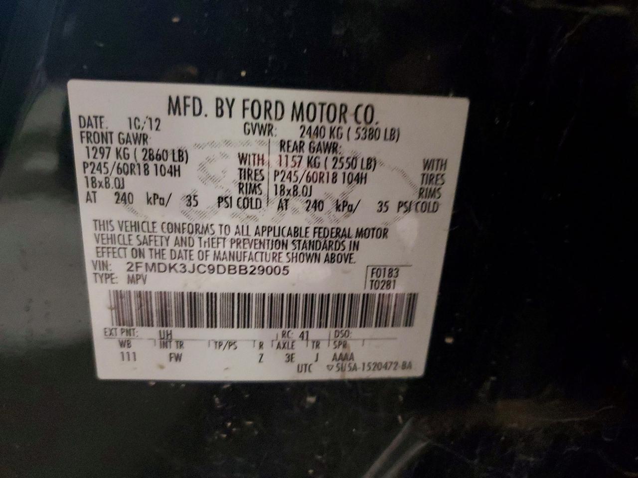 2013 FORD EDGE SEL photo 13