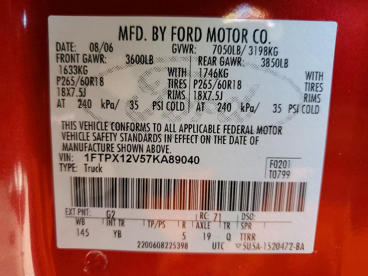 2007 FORD F150 photo 12