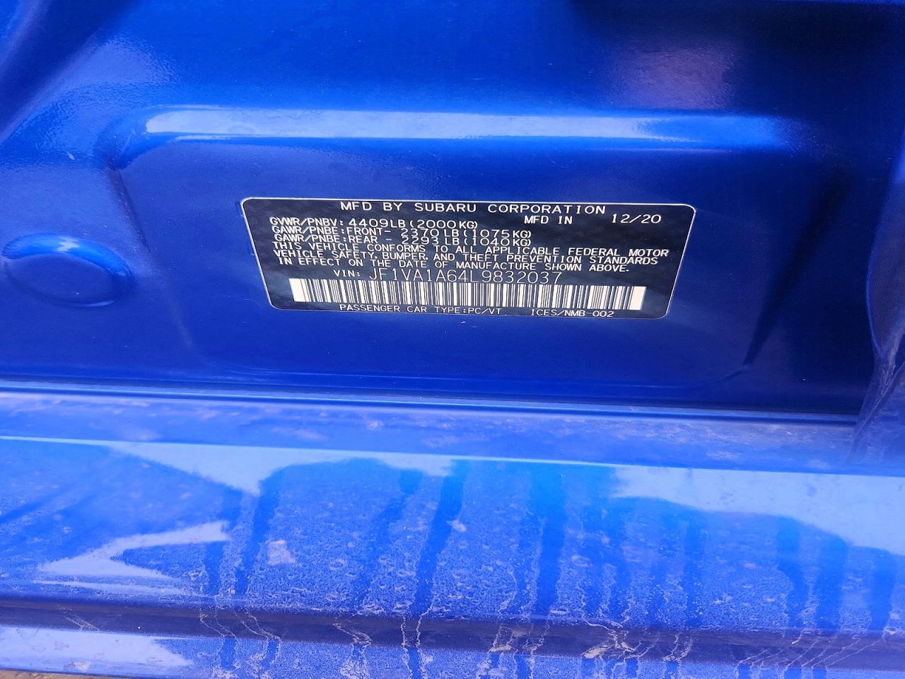 2020 SUBARU WRX photo 12