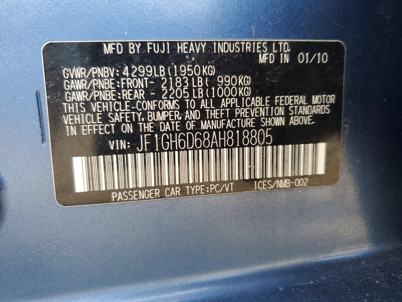 2010 SUBARU IMPREZA OUTBACK SPORT photo 12