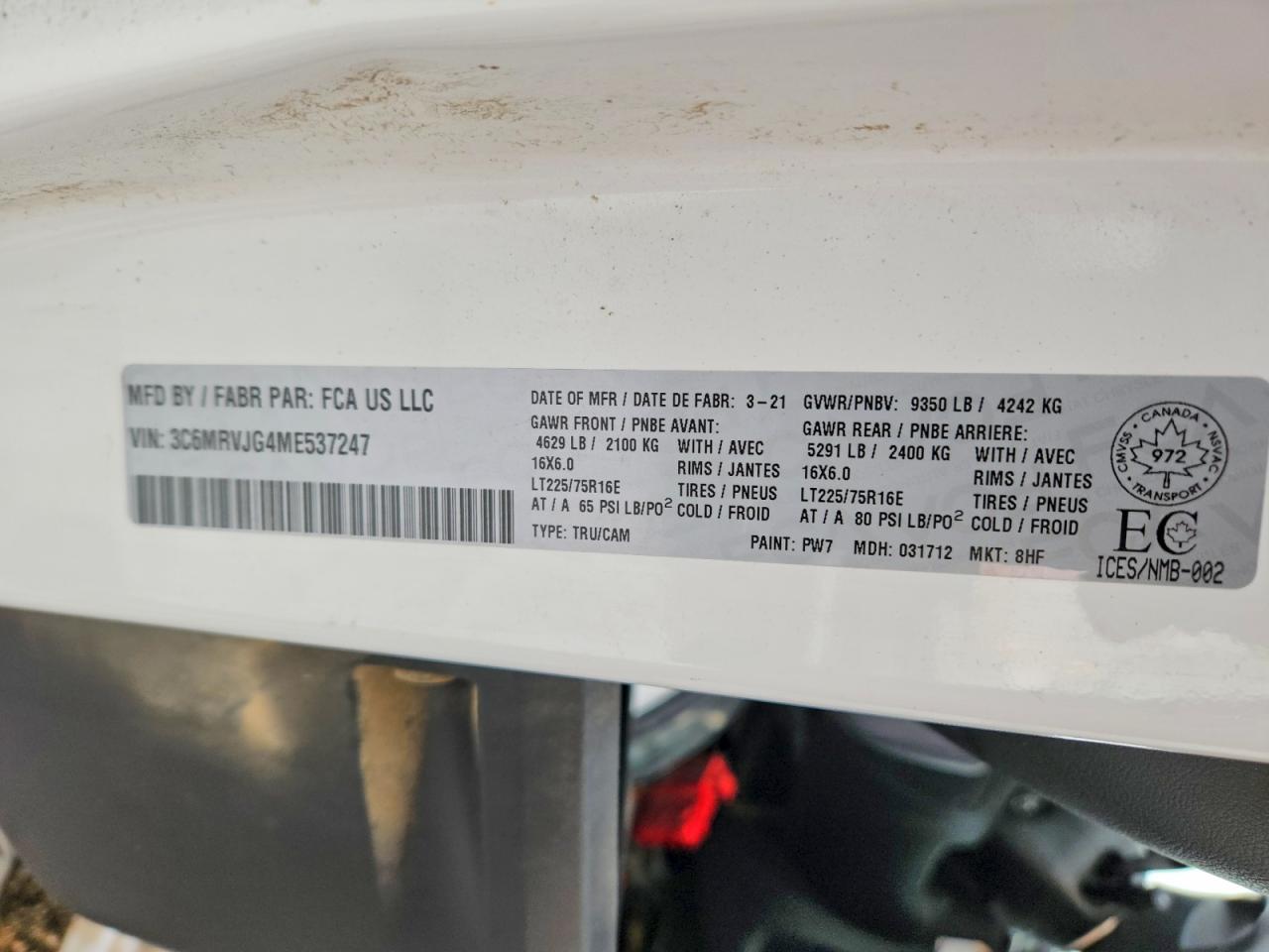 2021 RAM PROMASTER 3500 3500 HIGH photo 13