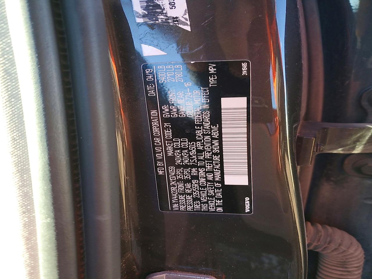 2019 VOLVO XC60 T6 INSCRIPTION photo 12