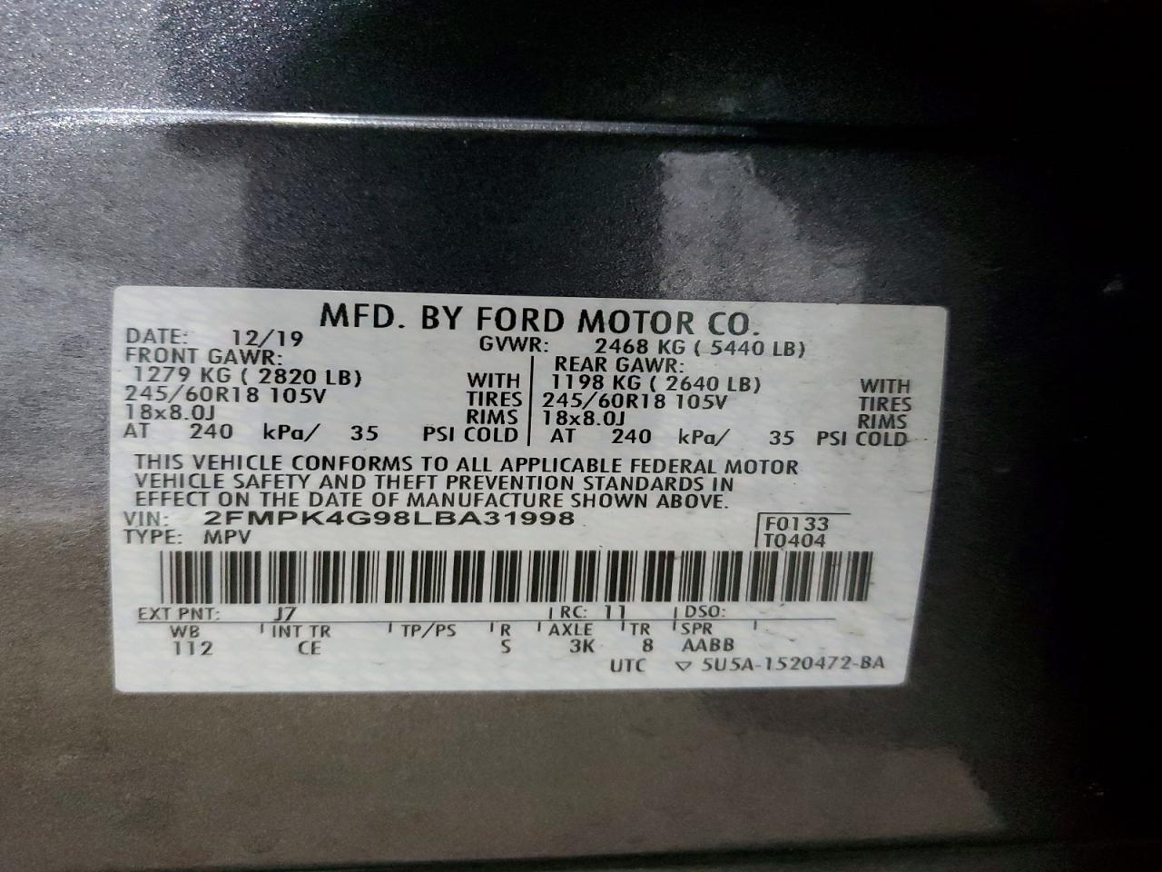 2020 FORD EDGE SE photo 49