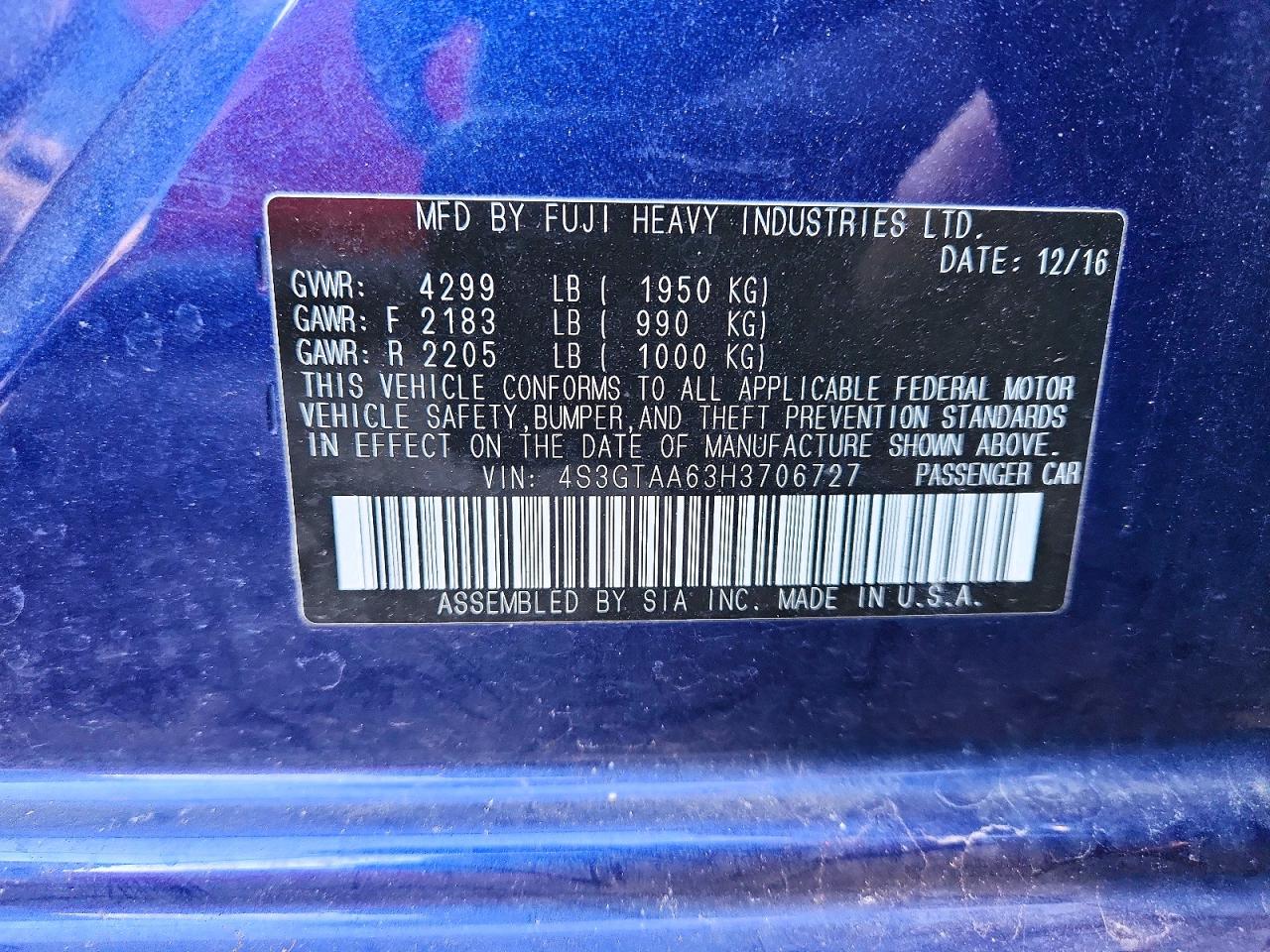 2017 SUBARU IMPREZA photo 12