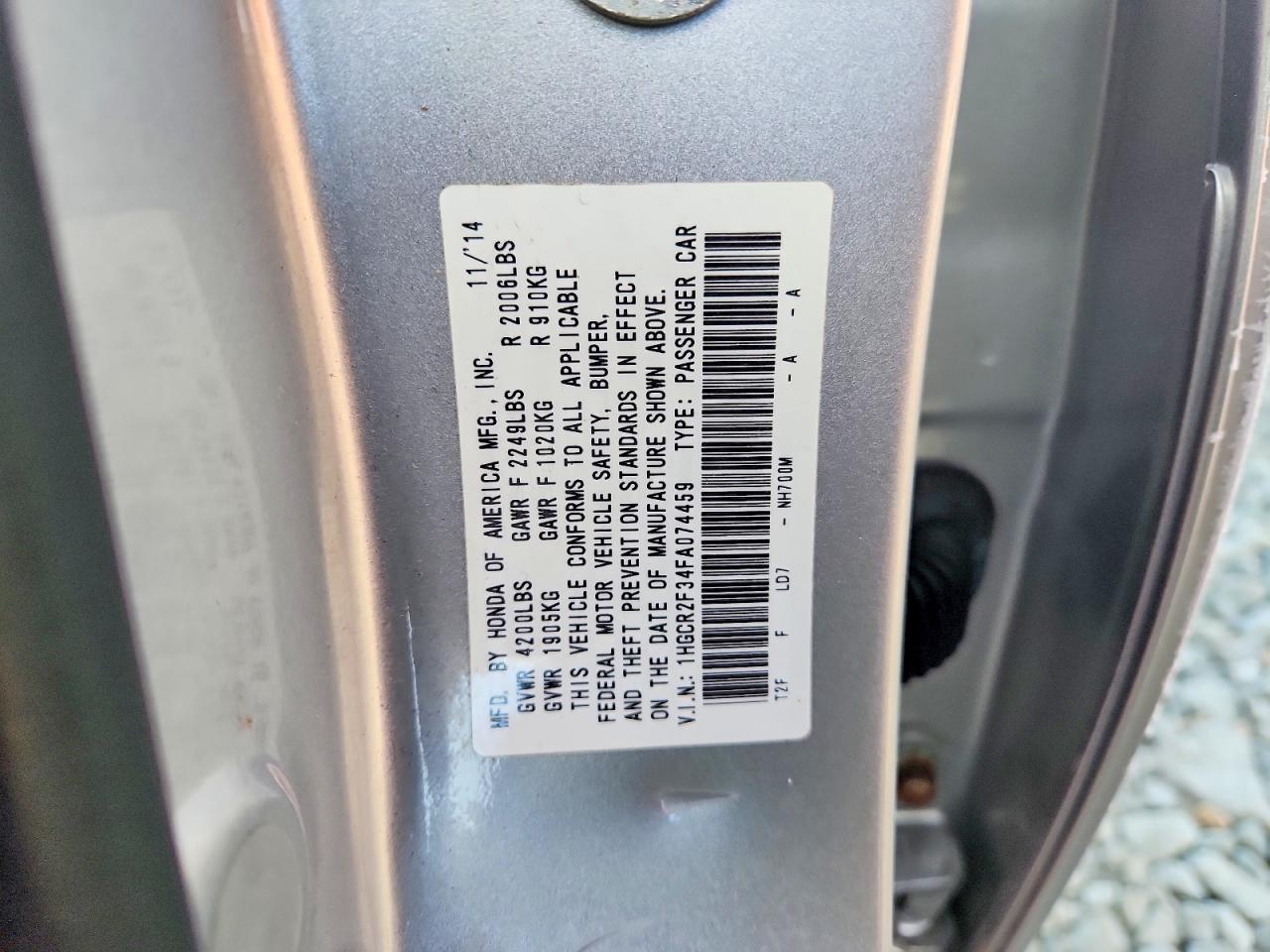 2015 HONDA ACCORD LX photo 12