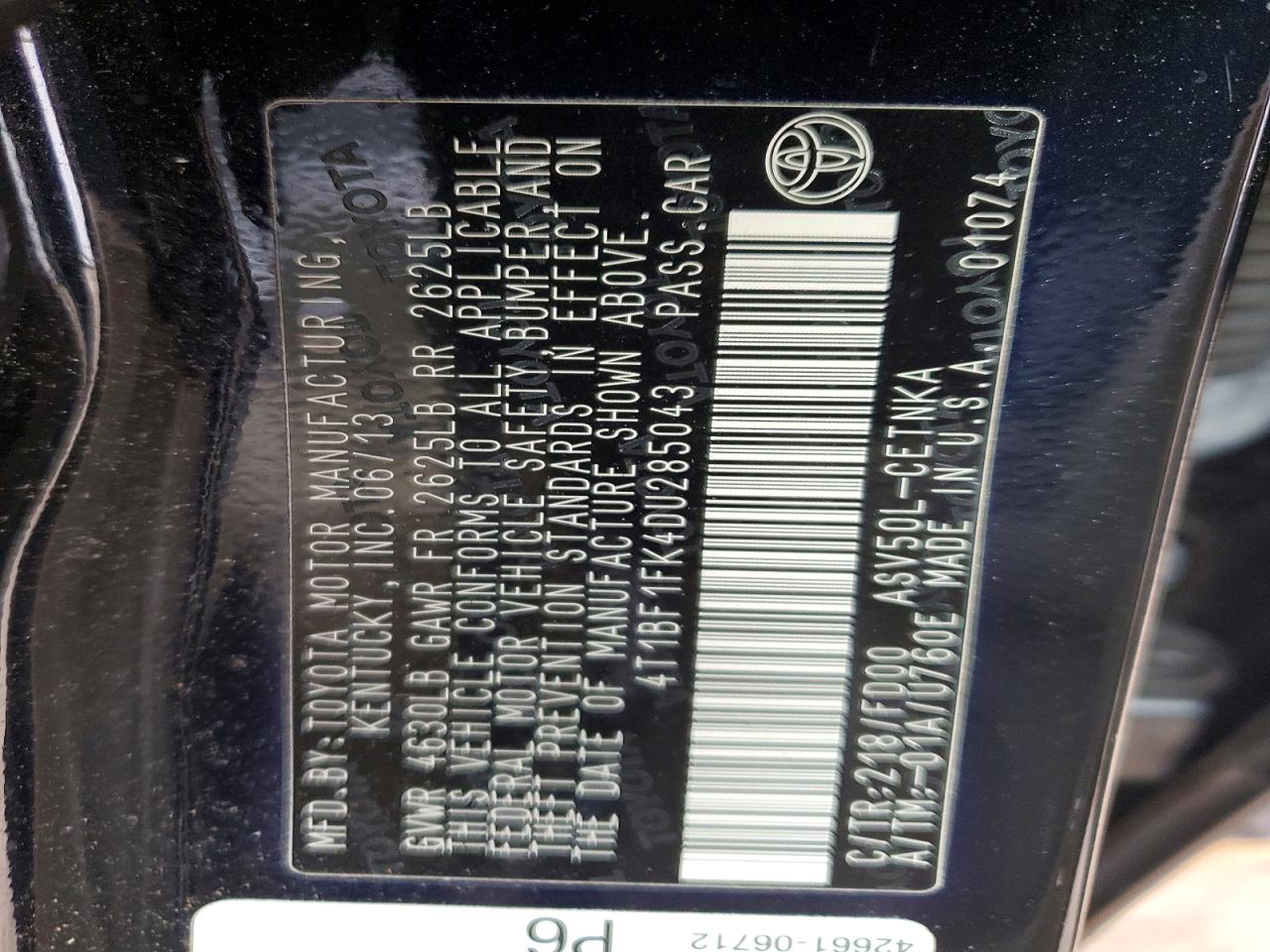 2013 TOYOTA CAMRY L photo 12