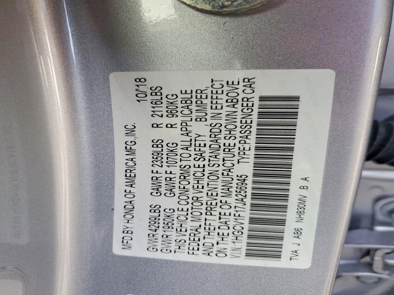2018 HONDA ACCORD LX photo 13