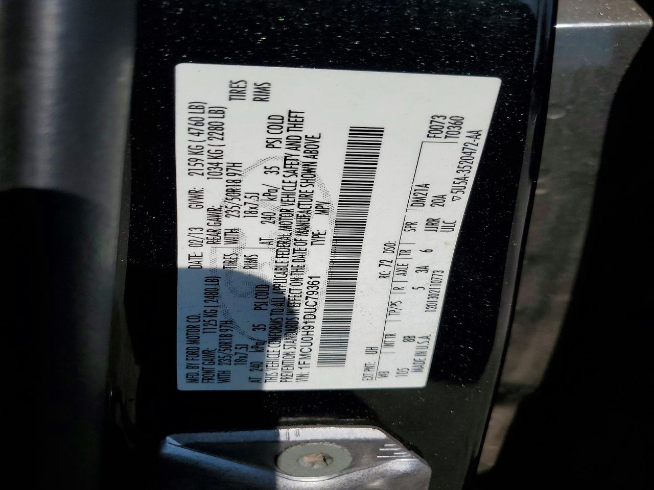 2013 FORD ESCAPE SEL photo 14
