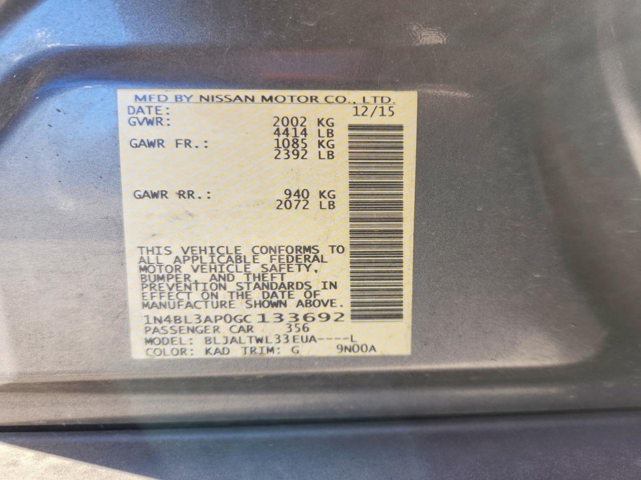 2016 NISSAN ALTIMA 3.5SL photo 12
