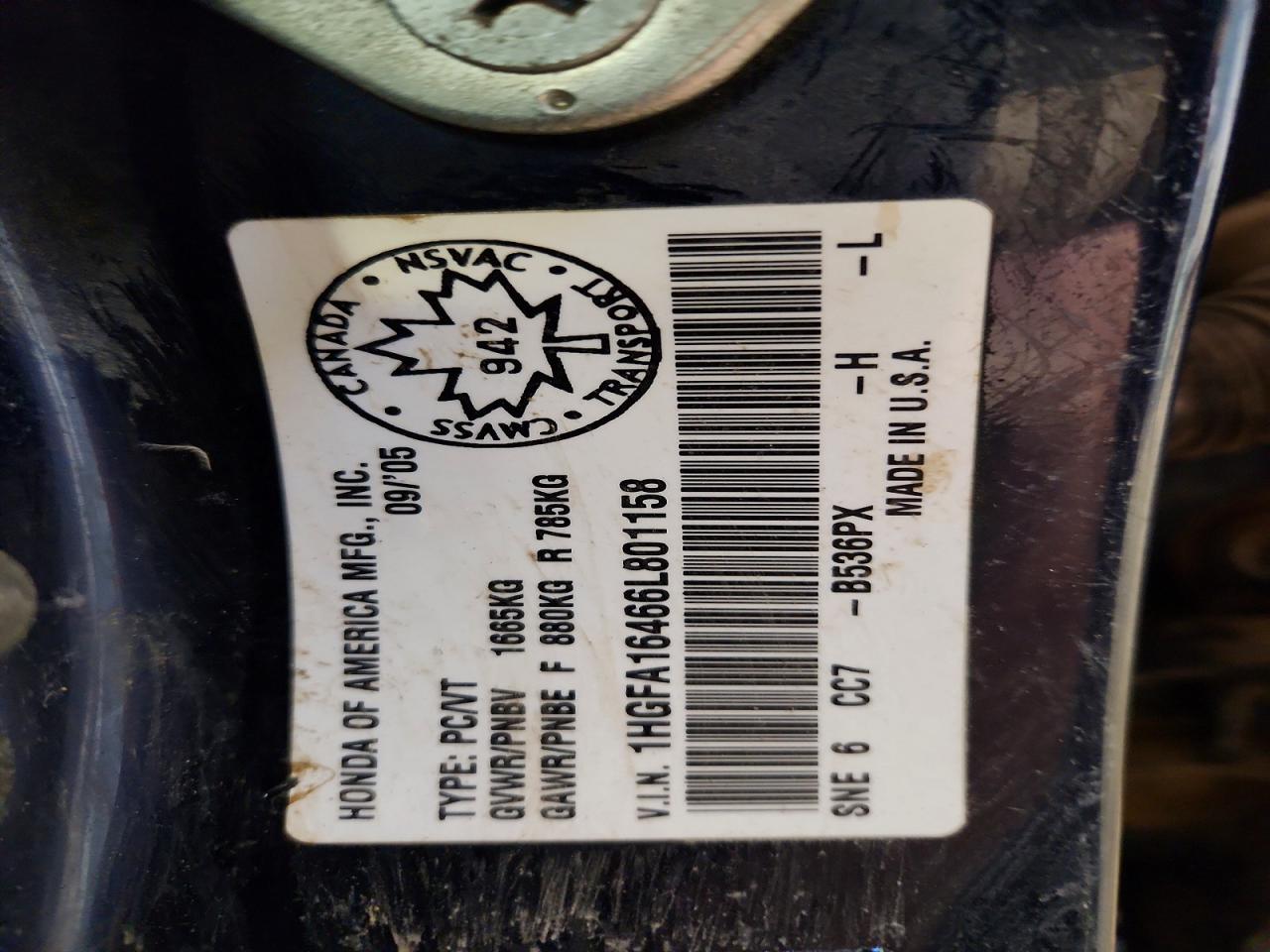 2006 HONDA CIVIC LX photo 12