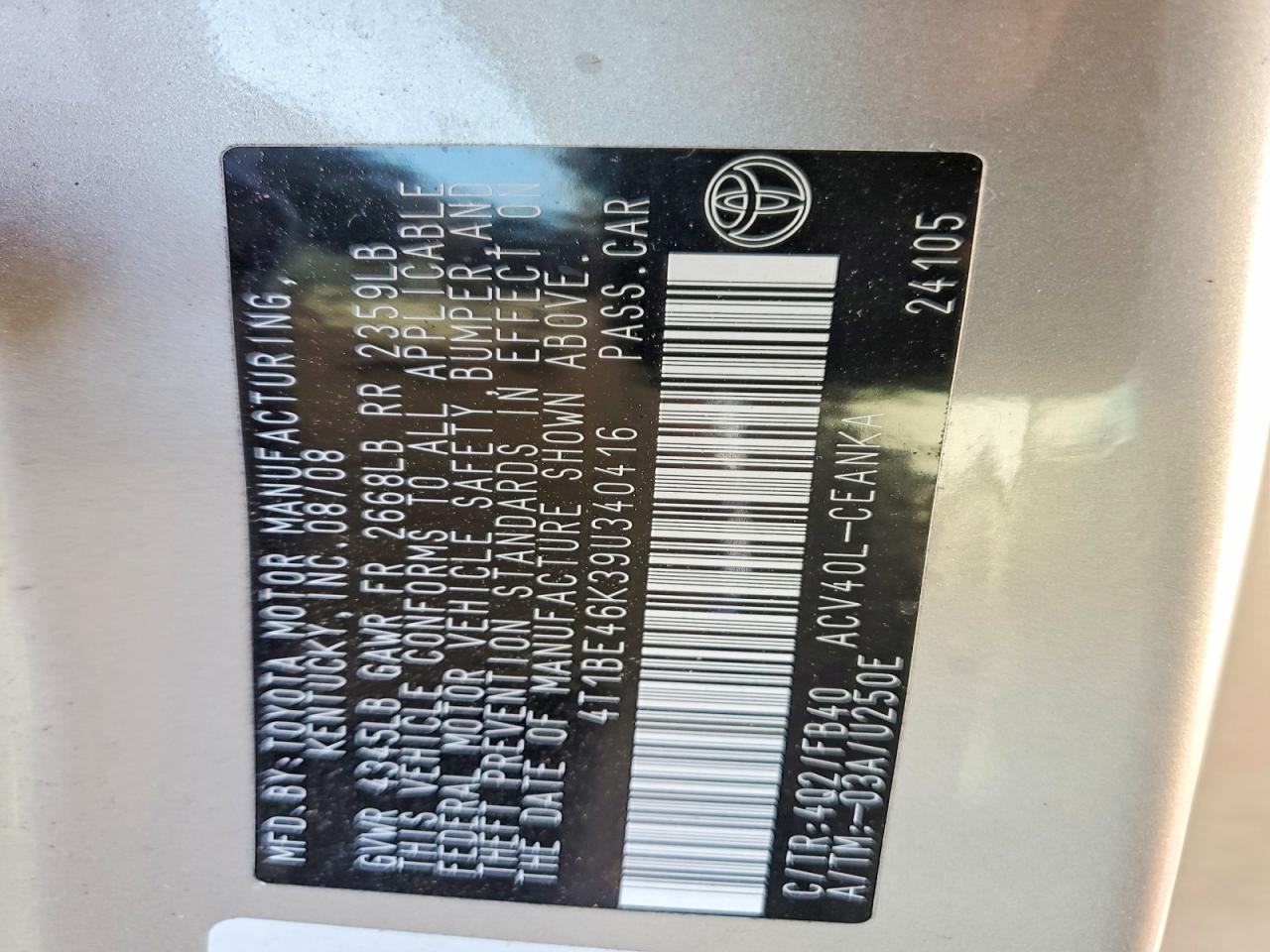 2009 TOYOTA CAMRY BASE photo 12
