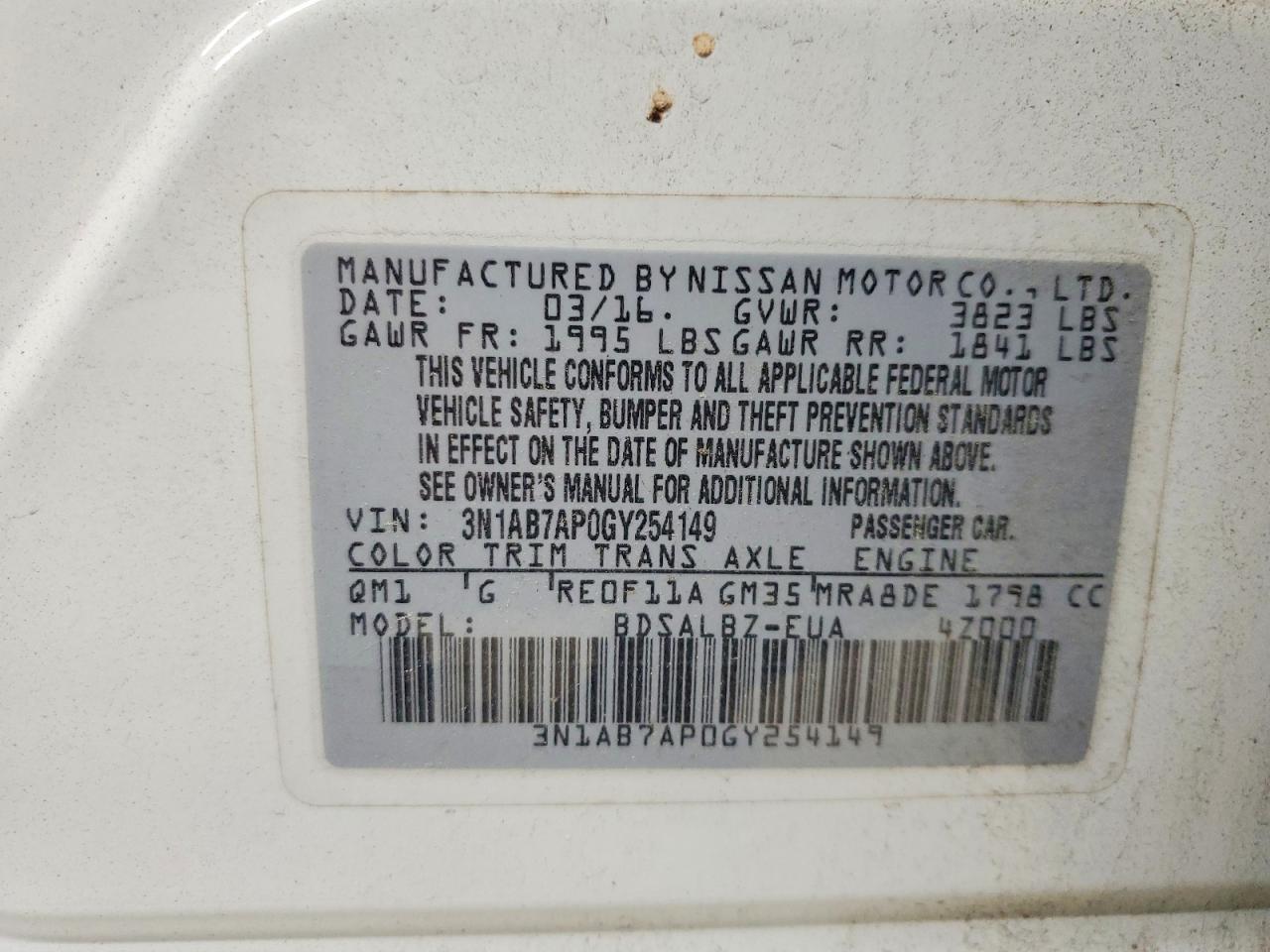2016 NISSAN SENTRA S photo 12