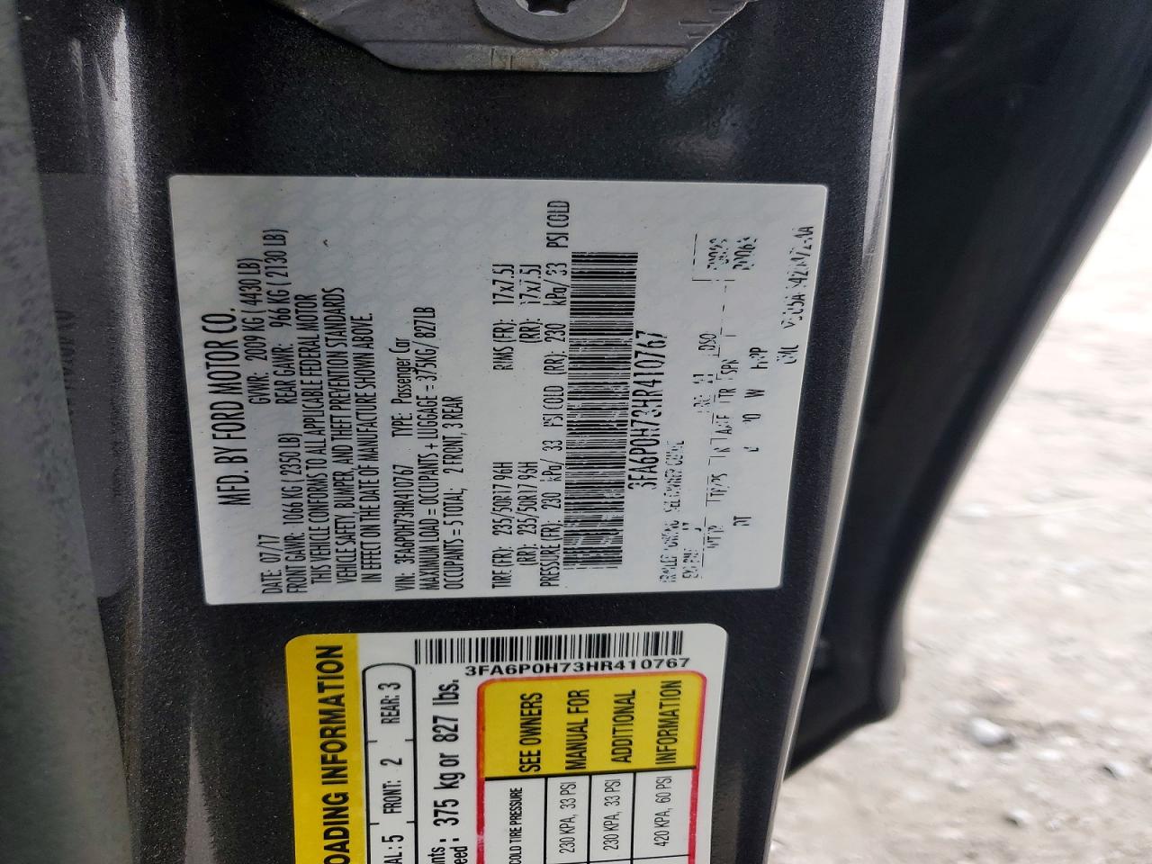 2017 FORD FUSION SE photo 12