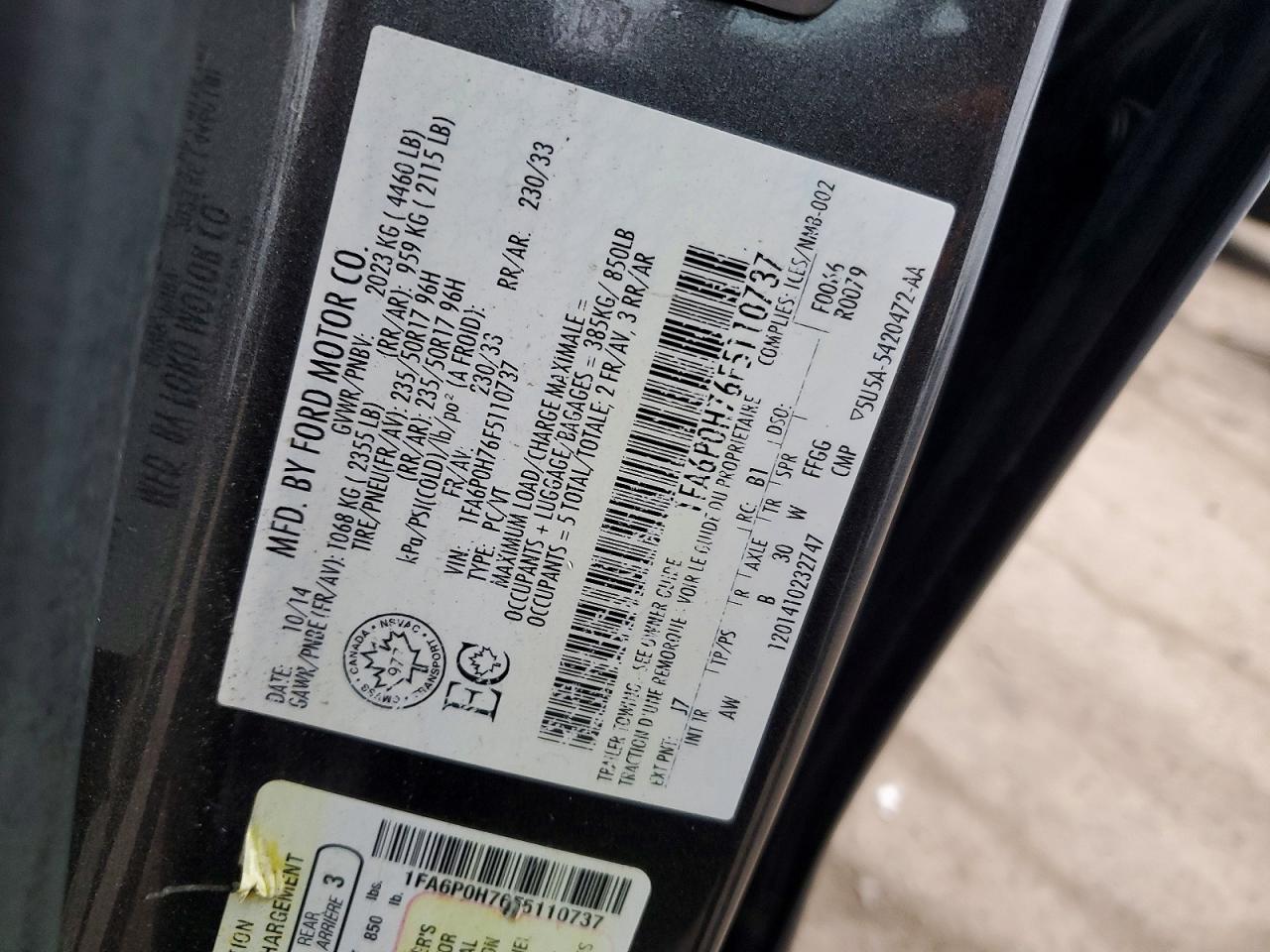 2015 FORD FUSION SE photo 37