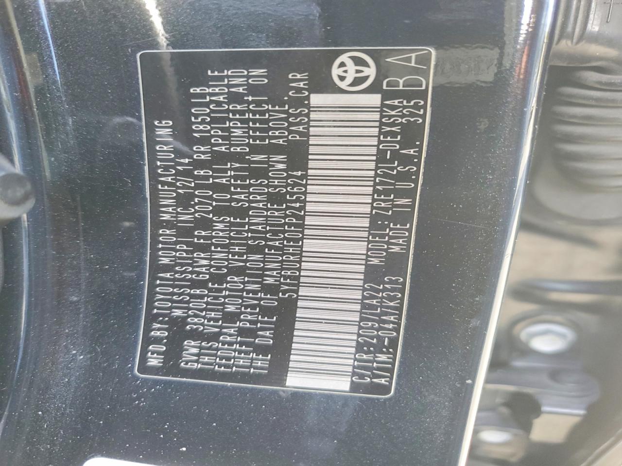 2015 TOYOTA COROLLA L photo 13