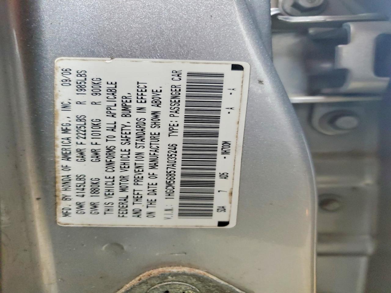 2007 HONDA ACCORD EX photo 12