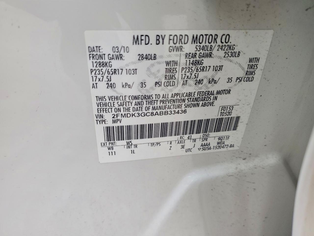 2010 FORD EDGE SE photo 13