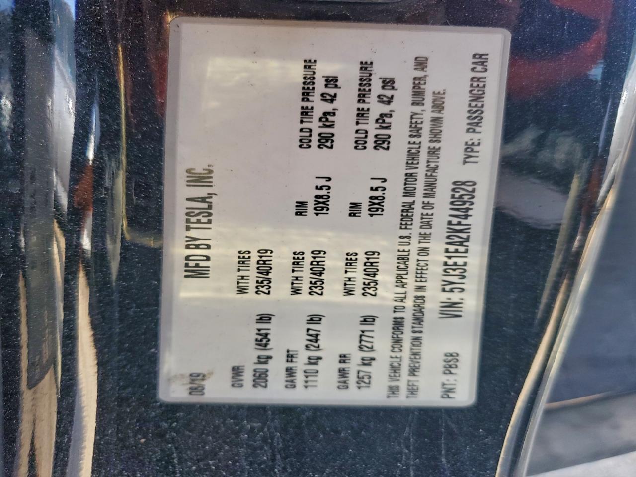 2019 TESLA MODEL 3 photo 12