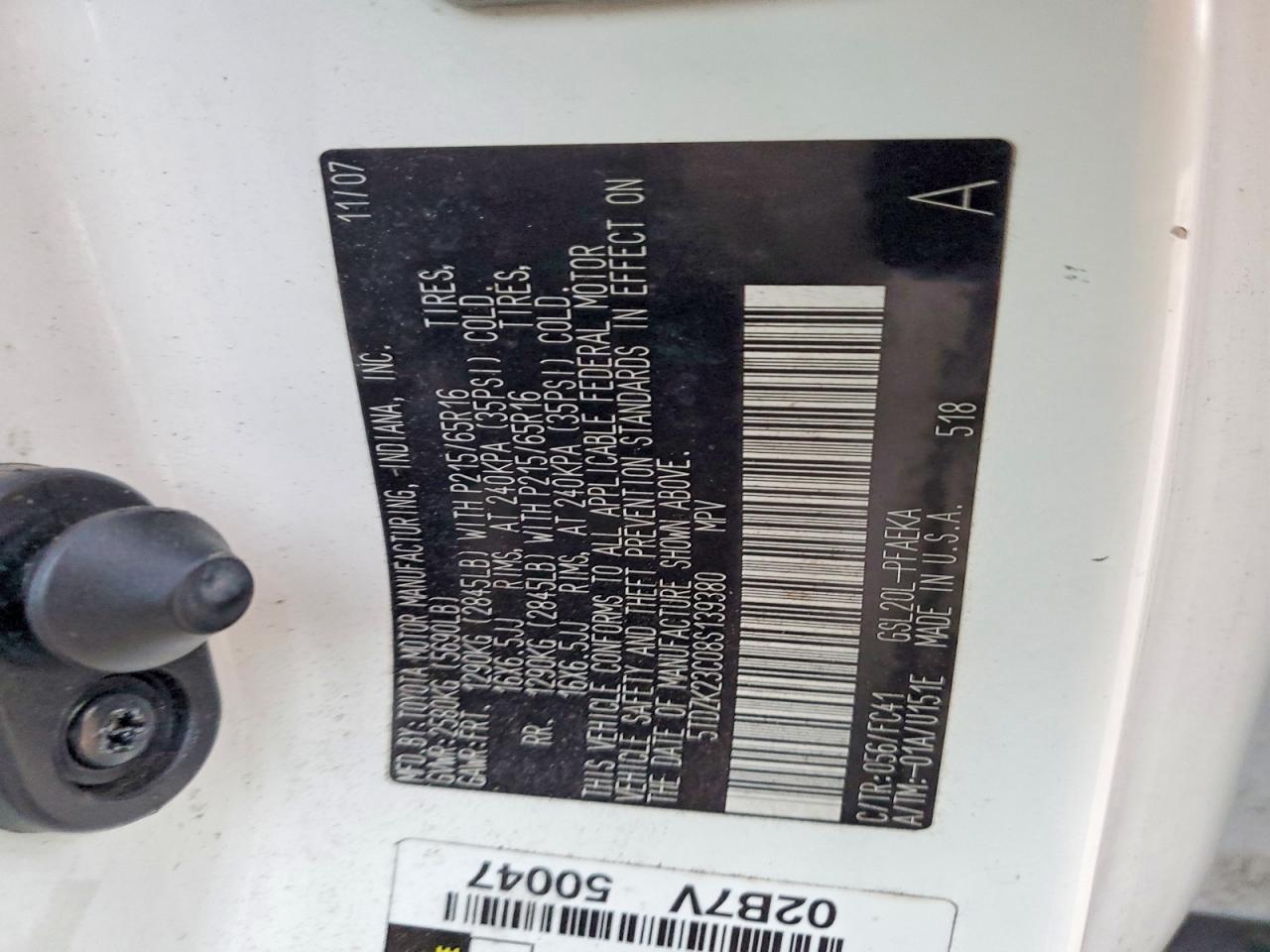 2008 TOYOTA SIENNA CE photo 12