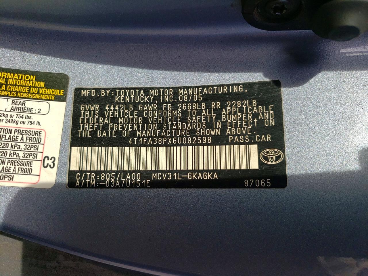 2006 TOYOTA CAMRY SOLARA SE photo 12