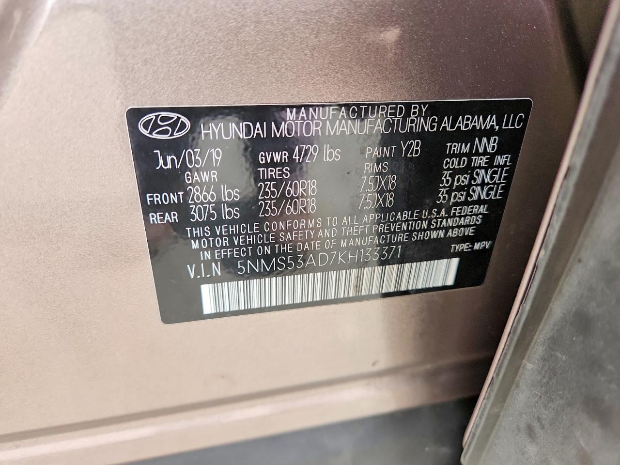 2019 HYUNDAI SANTA FE LIMITED photo 13