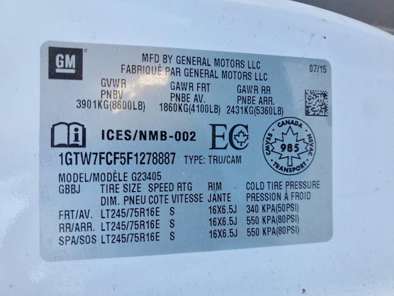2015 GMC SAVANA G2500 photo 12