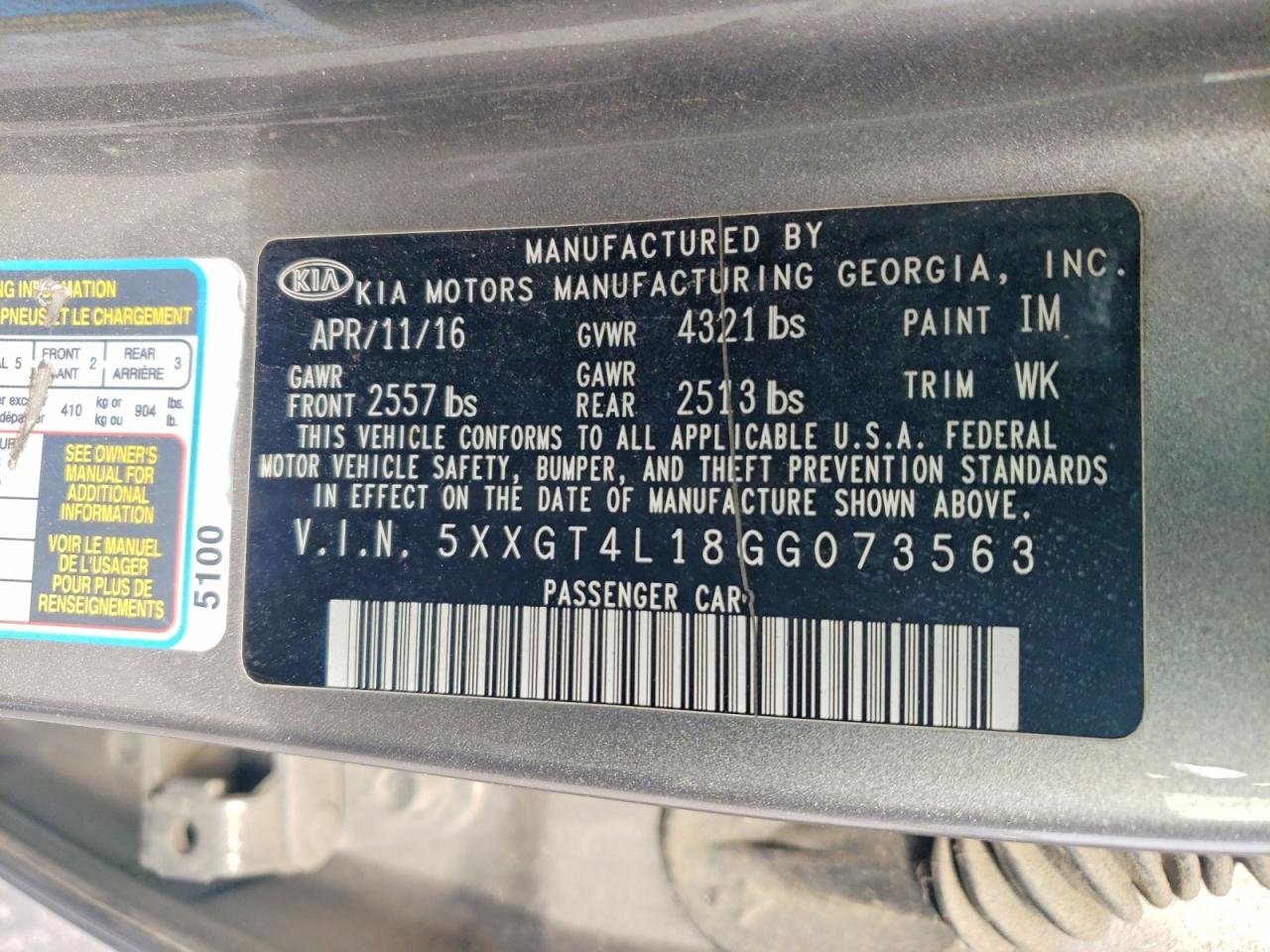 2016 KIA OPTIMA LX TURBO photo 12