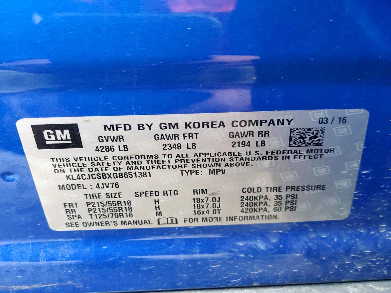 2016 BUICK ENCORE photo 14