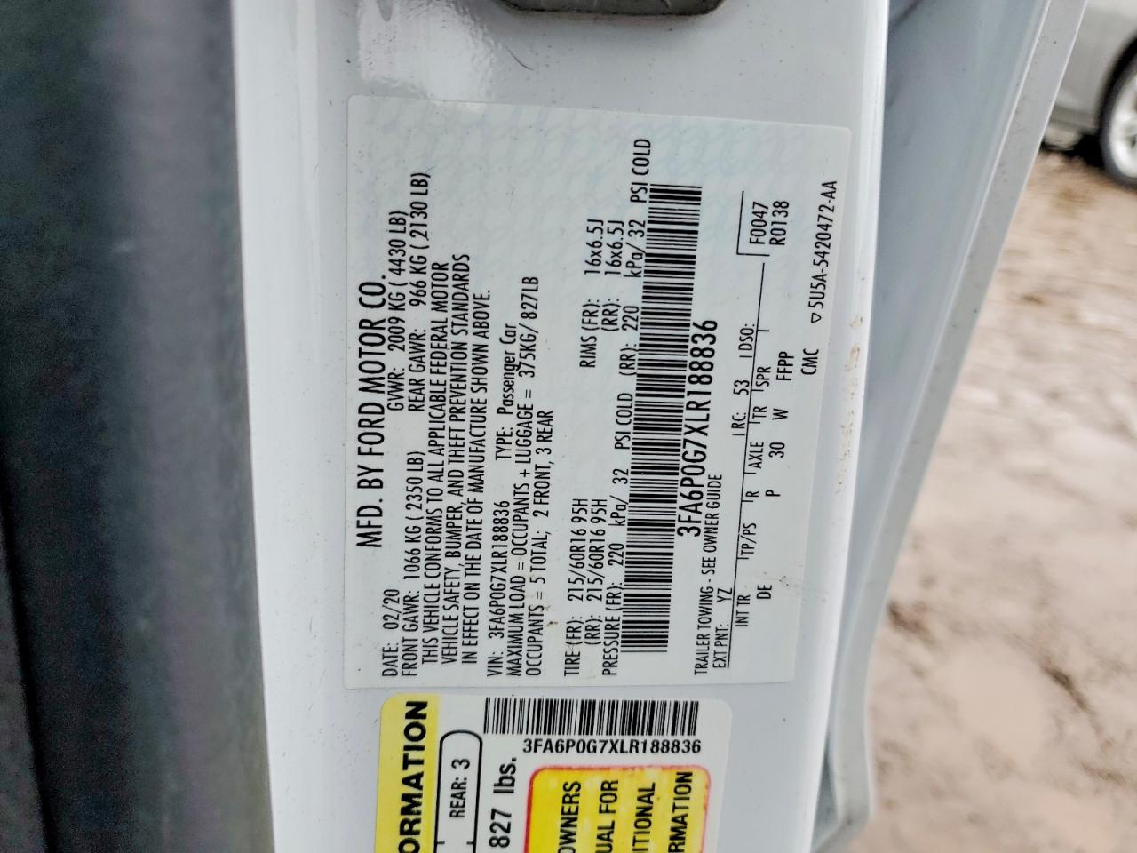 2020 FORD FUSION S photo 13