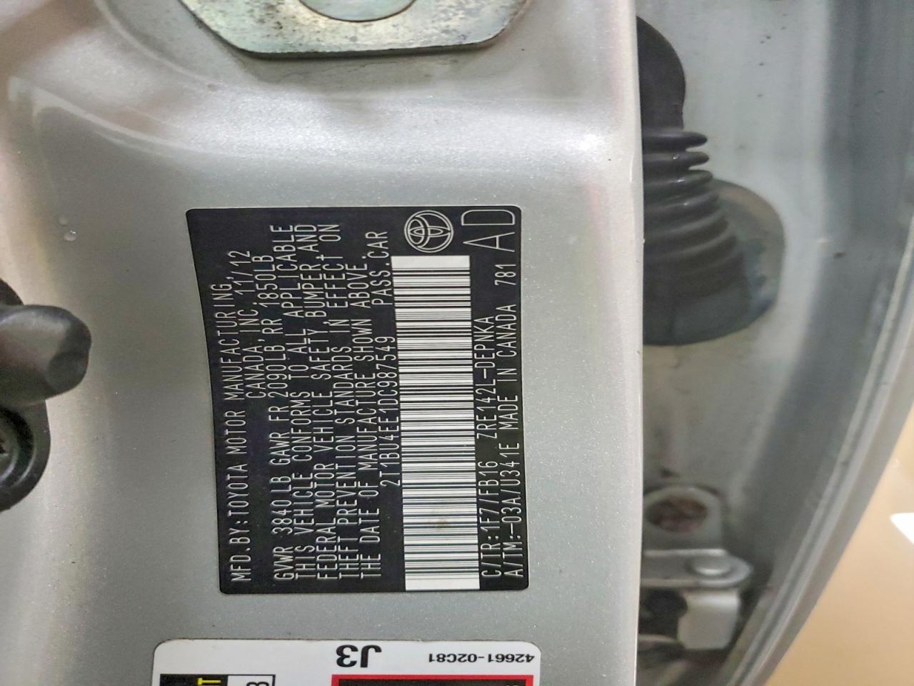 2013 TOYOTA COROLLA BASE photo 13