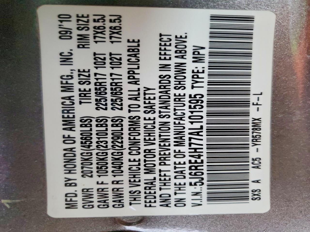2010 HONDA CR-V EXL photo 13