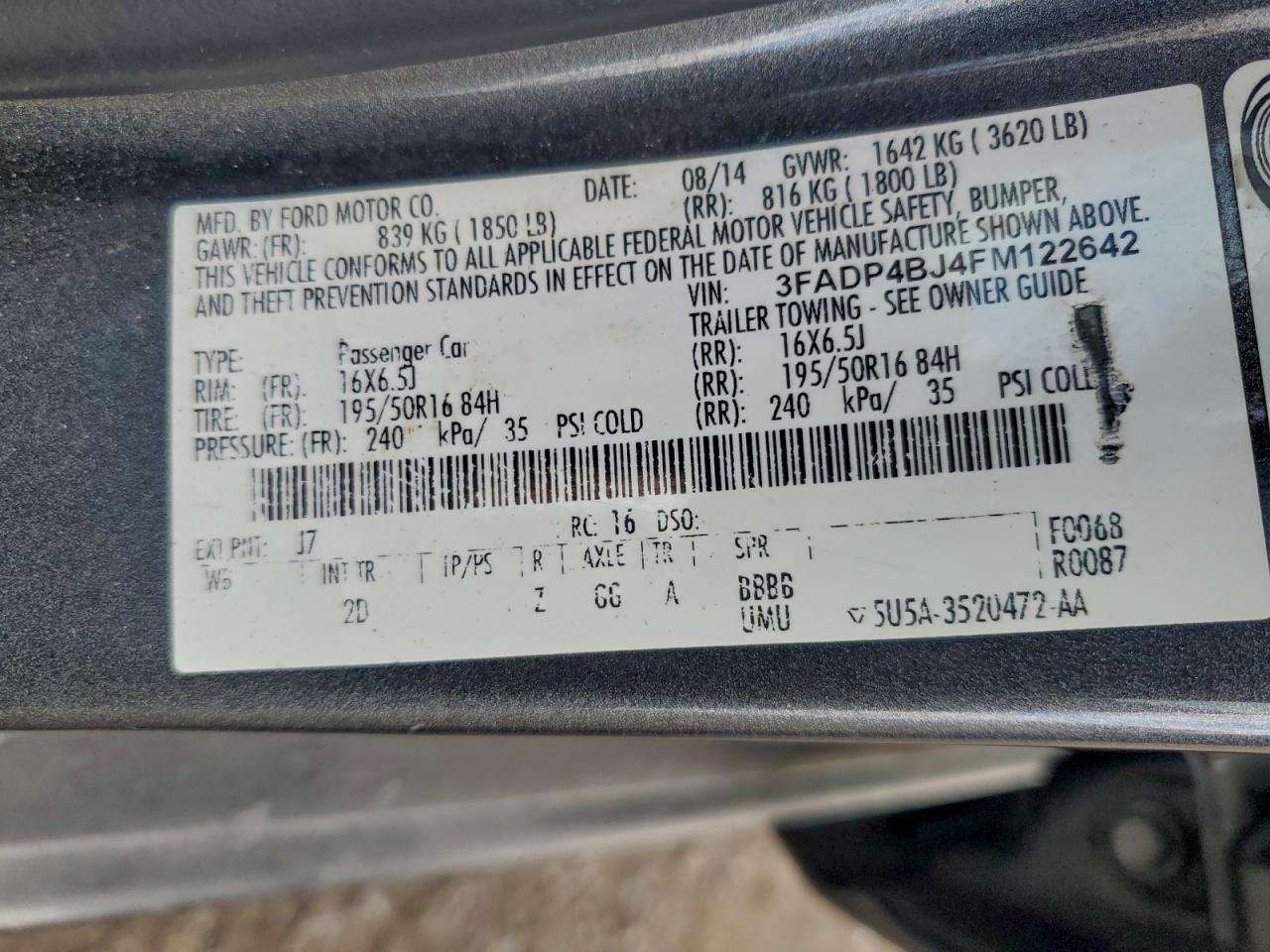 2015 FORD FIESTA SE photo 12