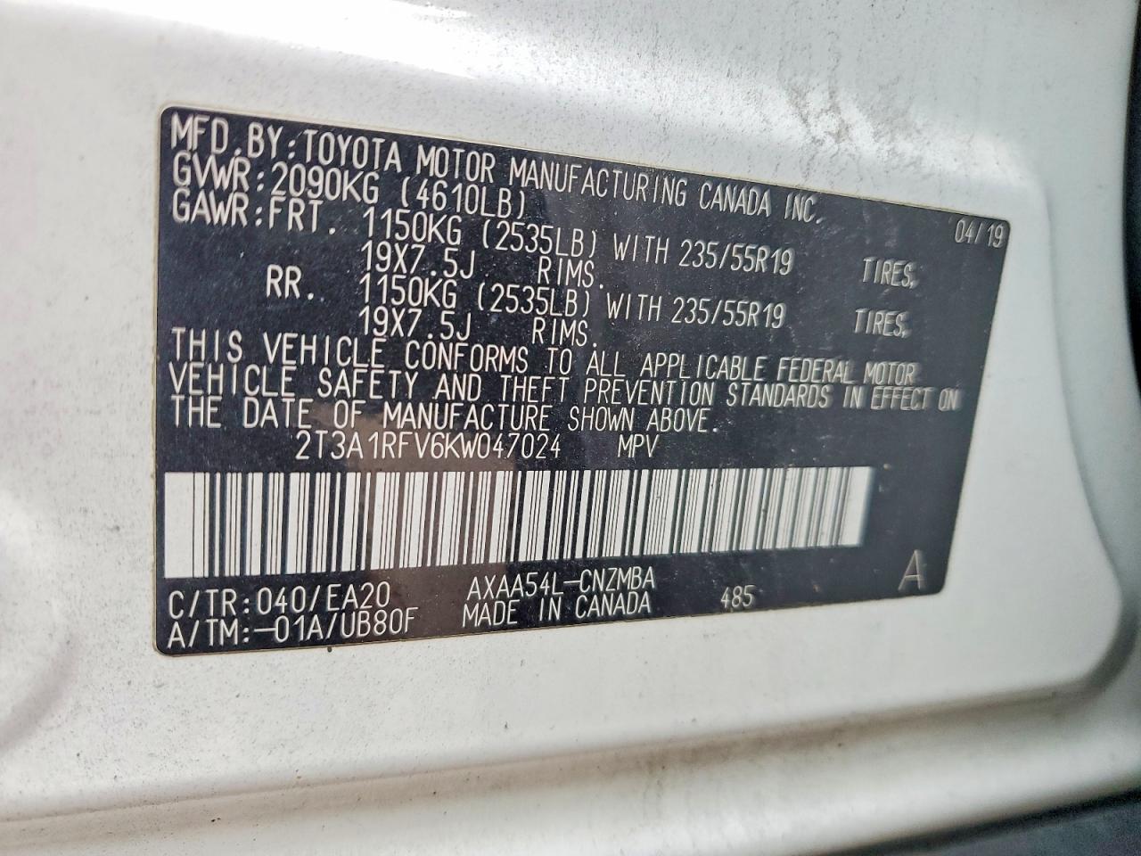 2019 TOYOTA RAV4 XLE PREMIUM photo 13