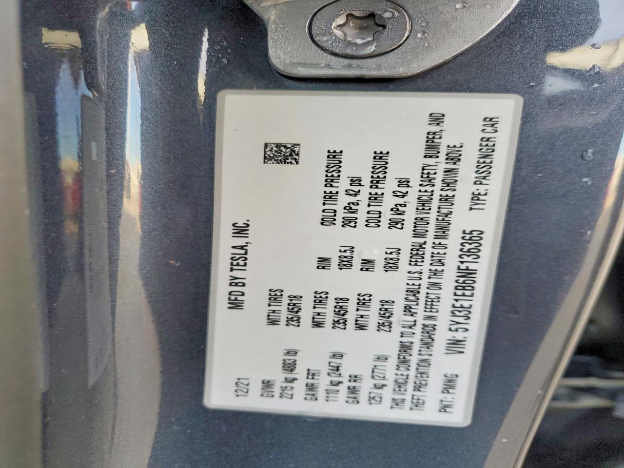 2022 TESLA MODEL 3 photo 13