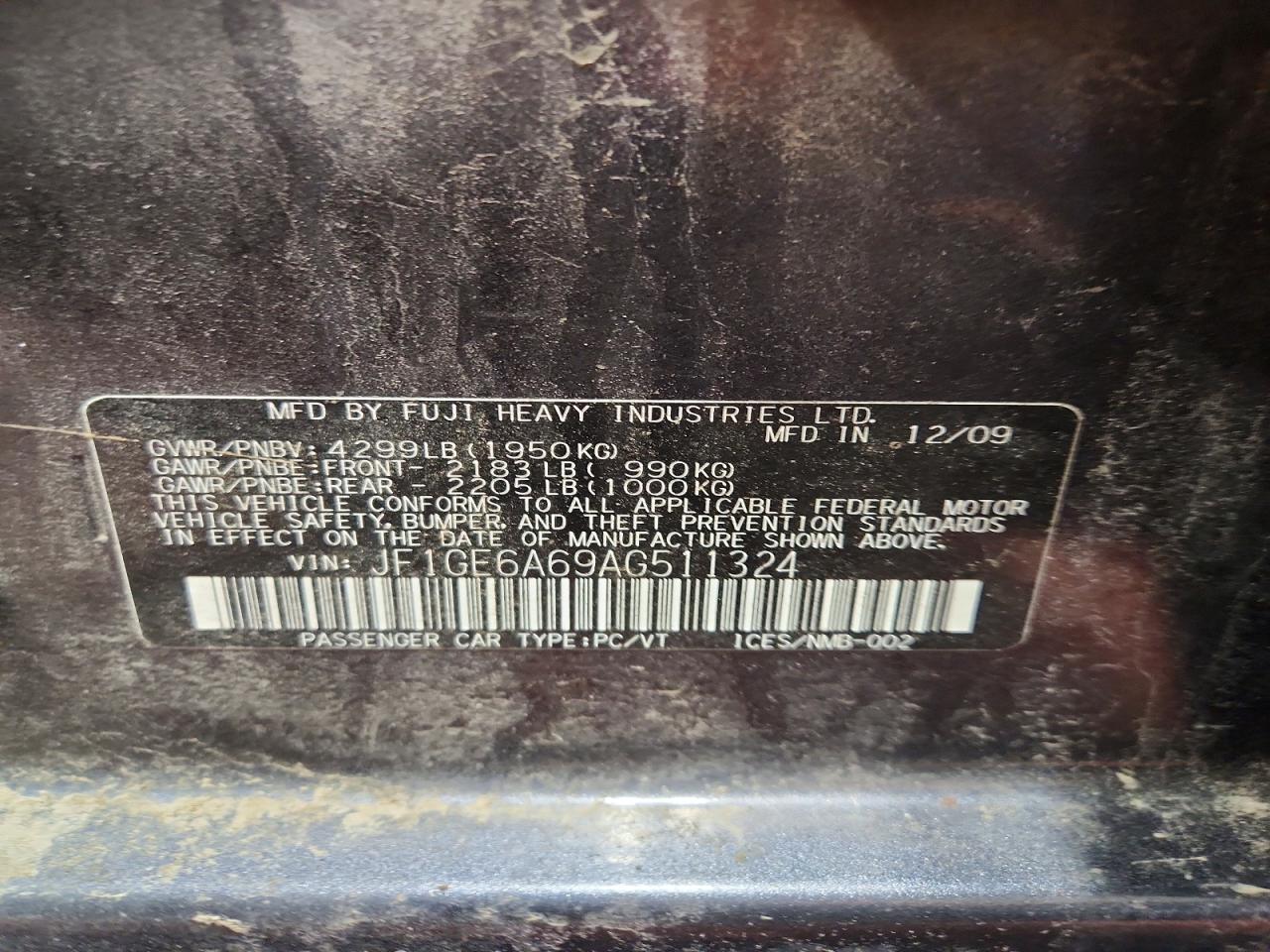 2010 SUBARU IMPREZA 2.5I photo 12