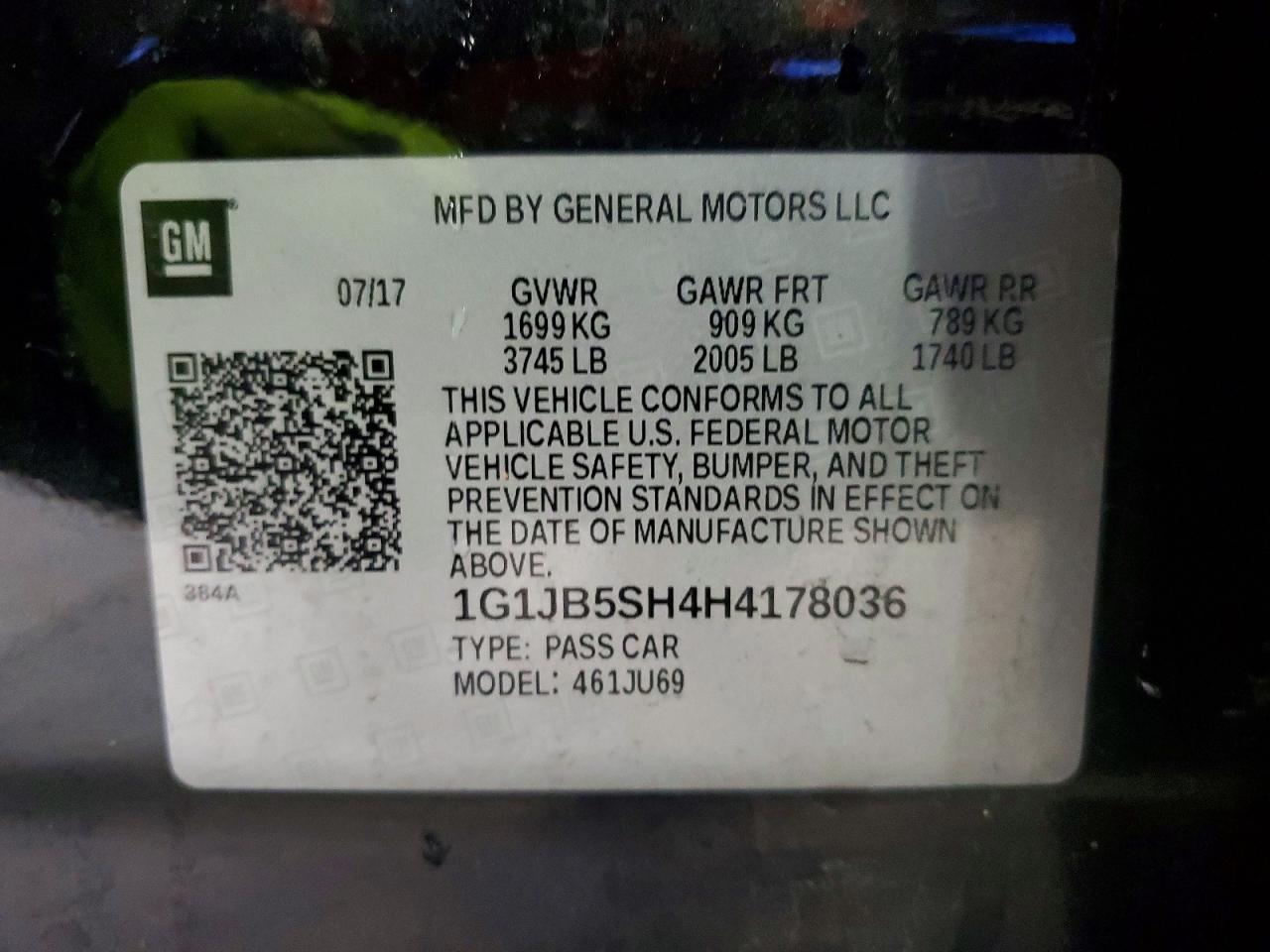 2017 CHEVROLET SONIC LS photo 12