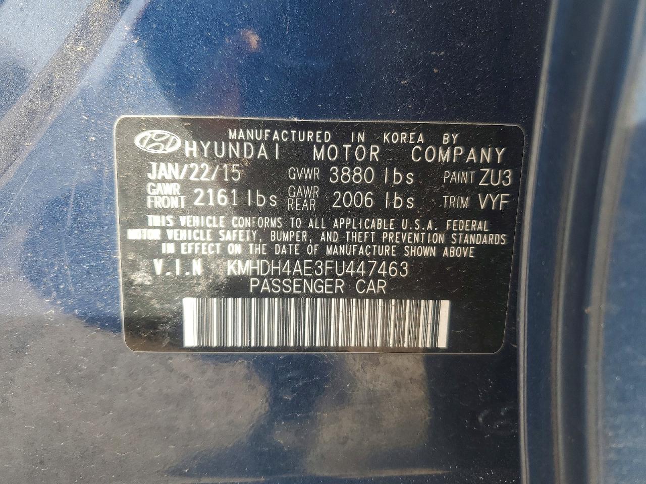 2015 HYUNDAI ELANTRA SE photo 12
