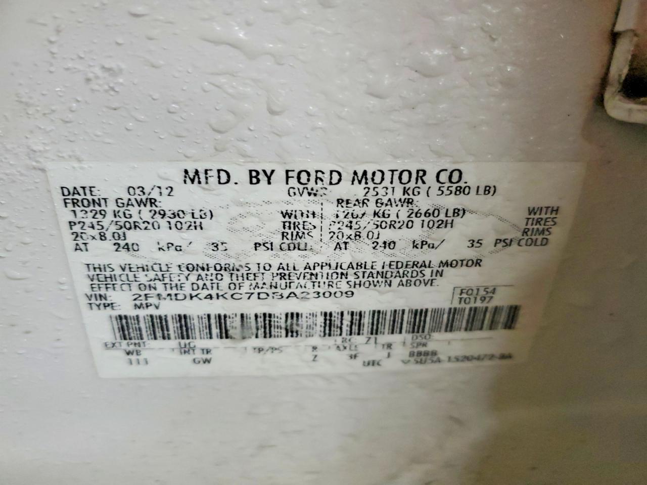 2013 FORD EDGE LIMITED photo 13