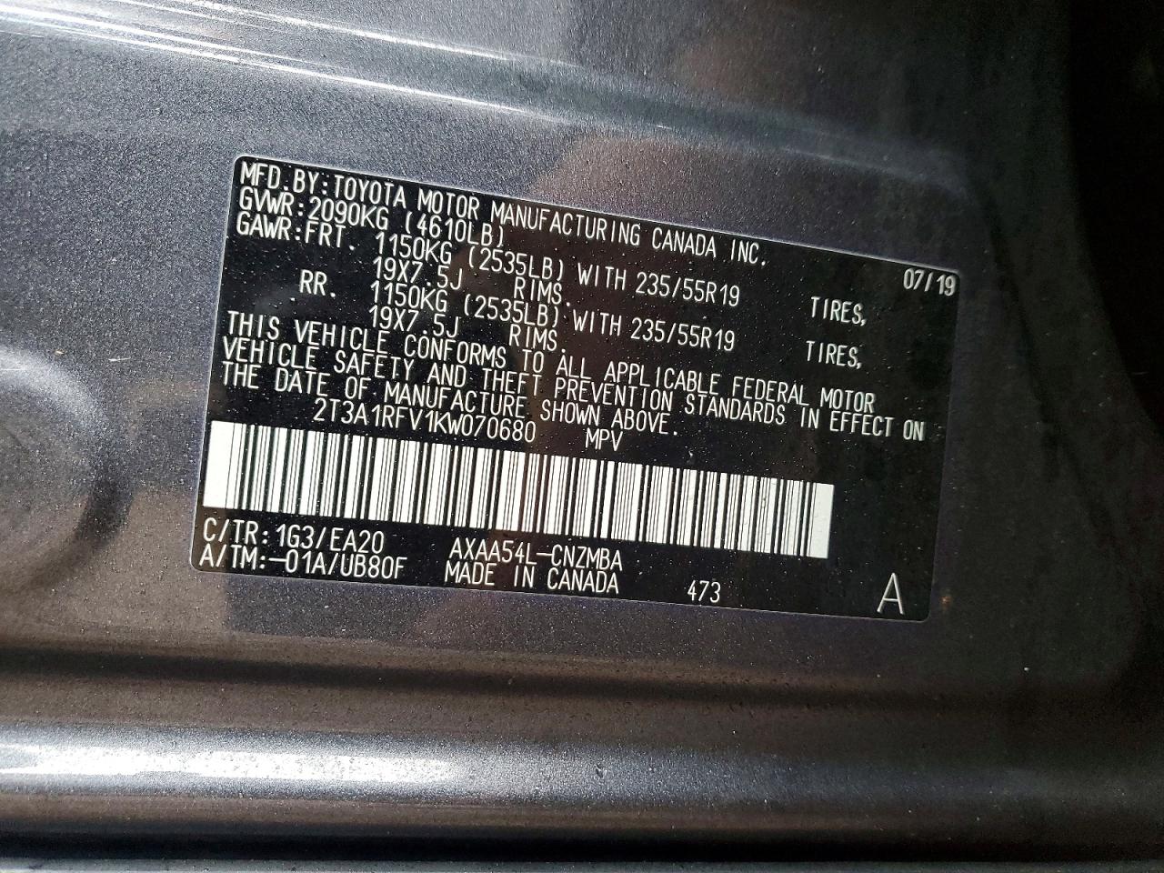 2019 TOYOTA RAV4 XLE PREMIUM photo 23