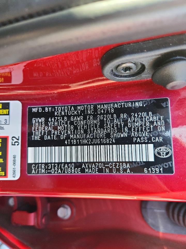 2018 TOYOTA CAMRY L photo 12