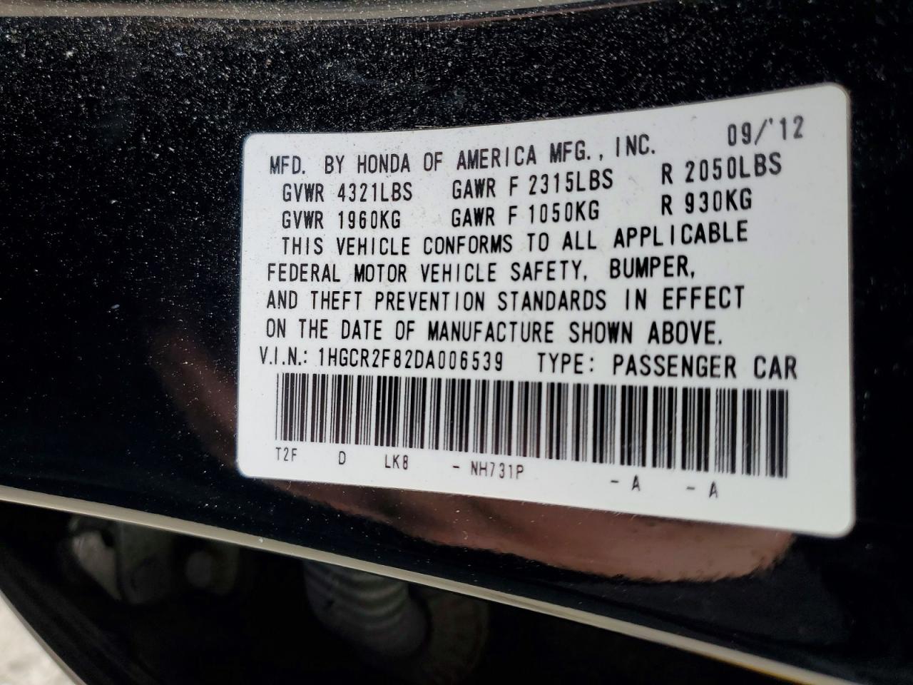 2013 HONDA ACCORD EXL photo 12