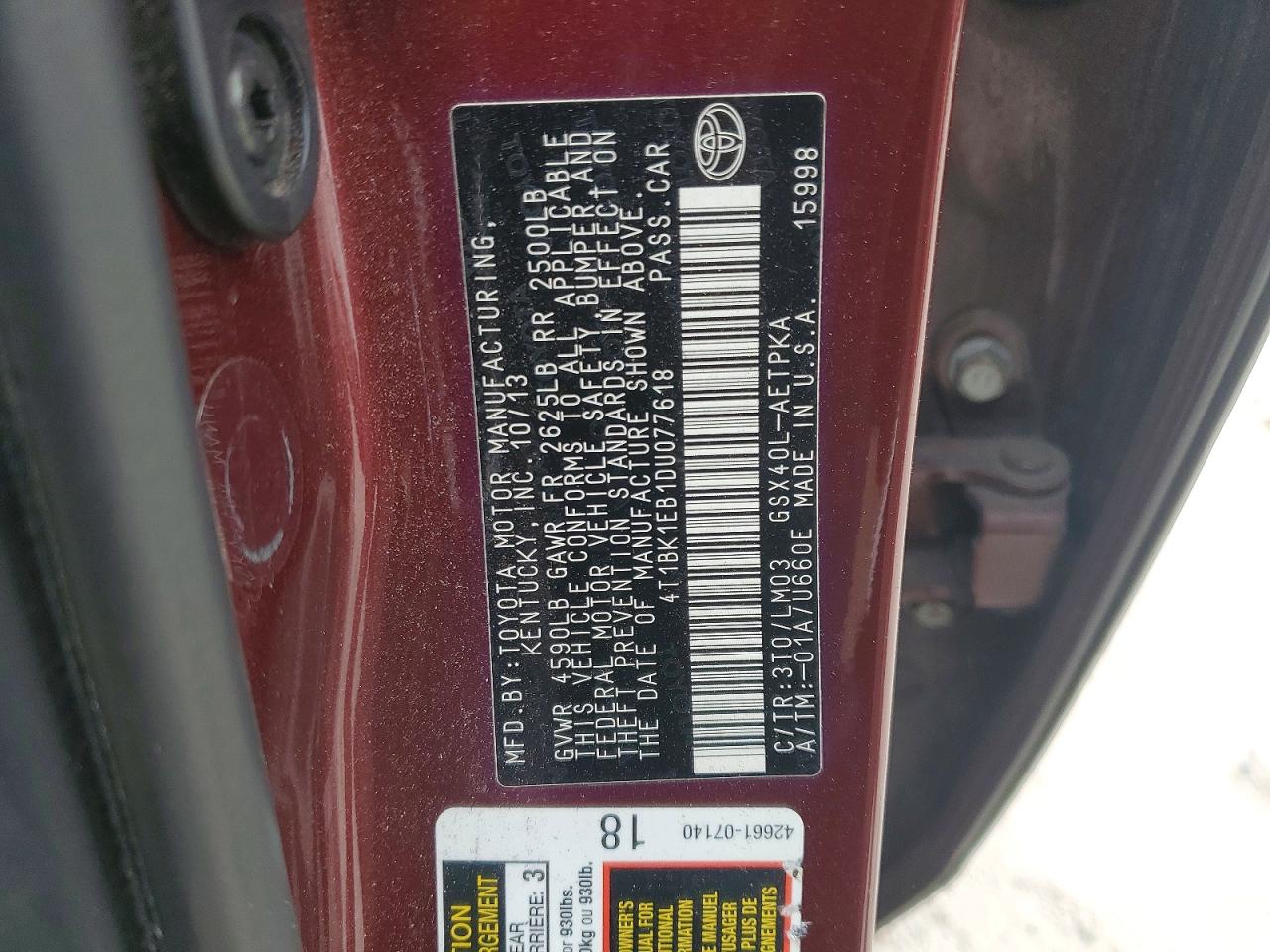 2013 TOYOTA AVALON BASE photo 13