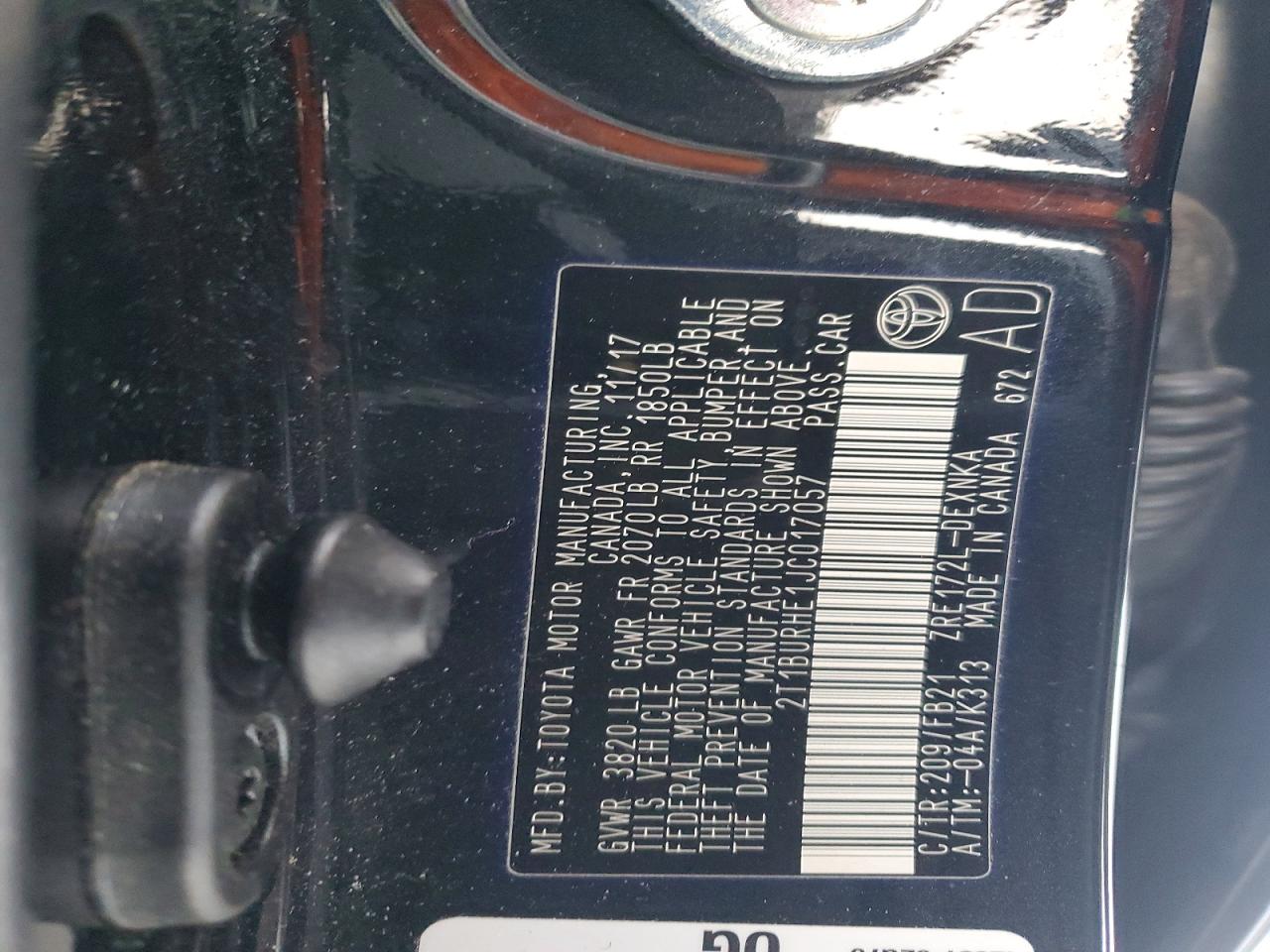 2018 TOYOTA COROLLA L photo 13