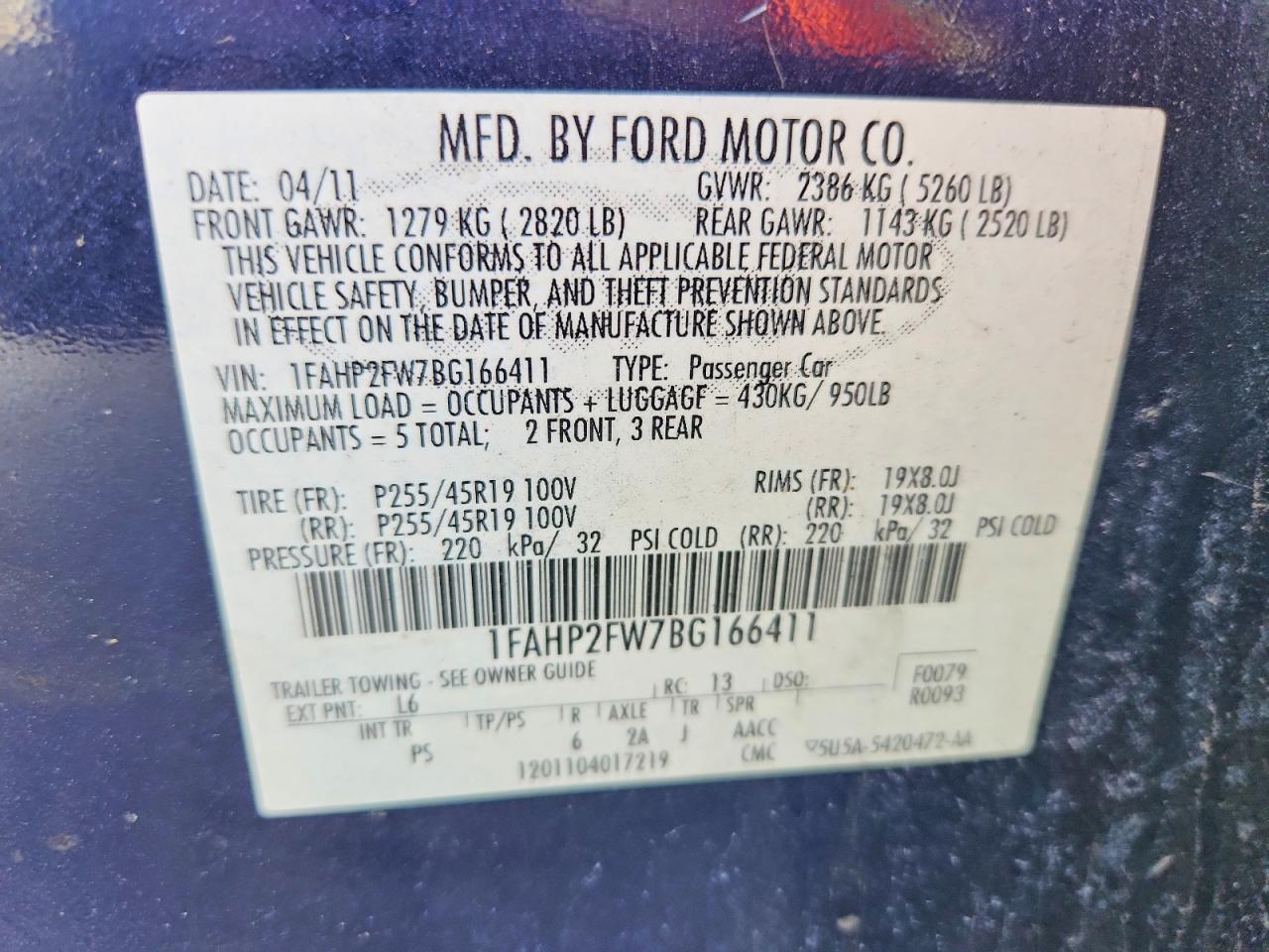 2011 FORD TAURUS LIMITED photo 13