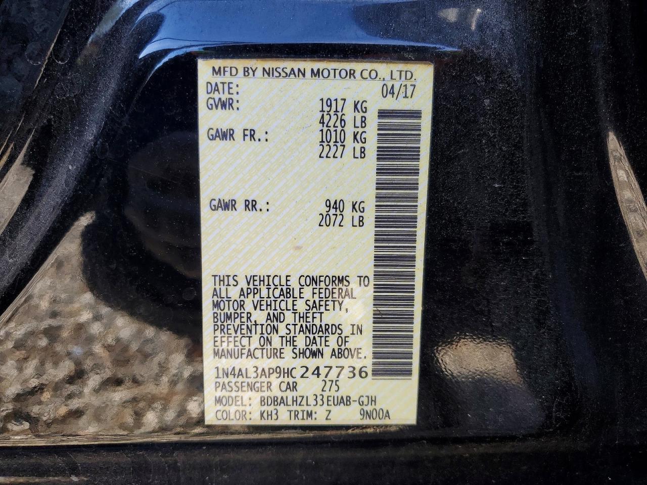 2017 NISSAN ALTIMA 2.5 SR photo 12