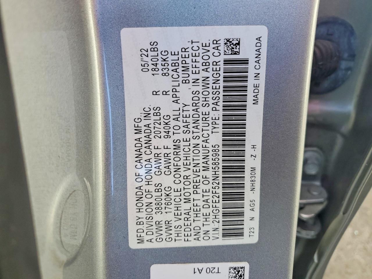 2022 HONDA CIVIC SPORT photo 12