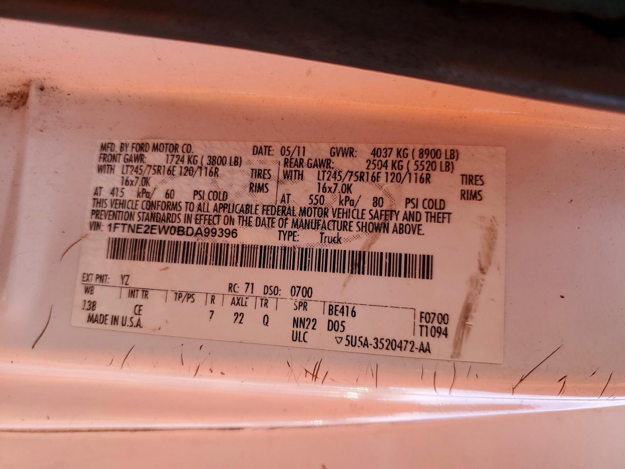 2011 FORD ECONOLINE E250 VAN photo 13