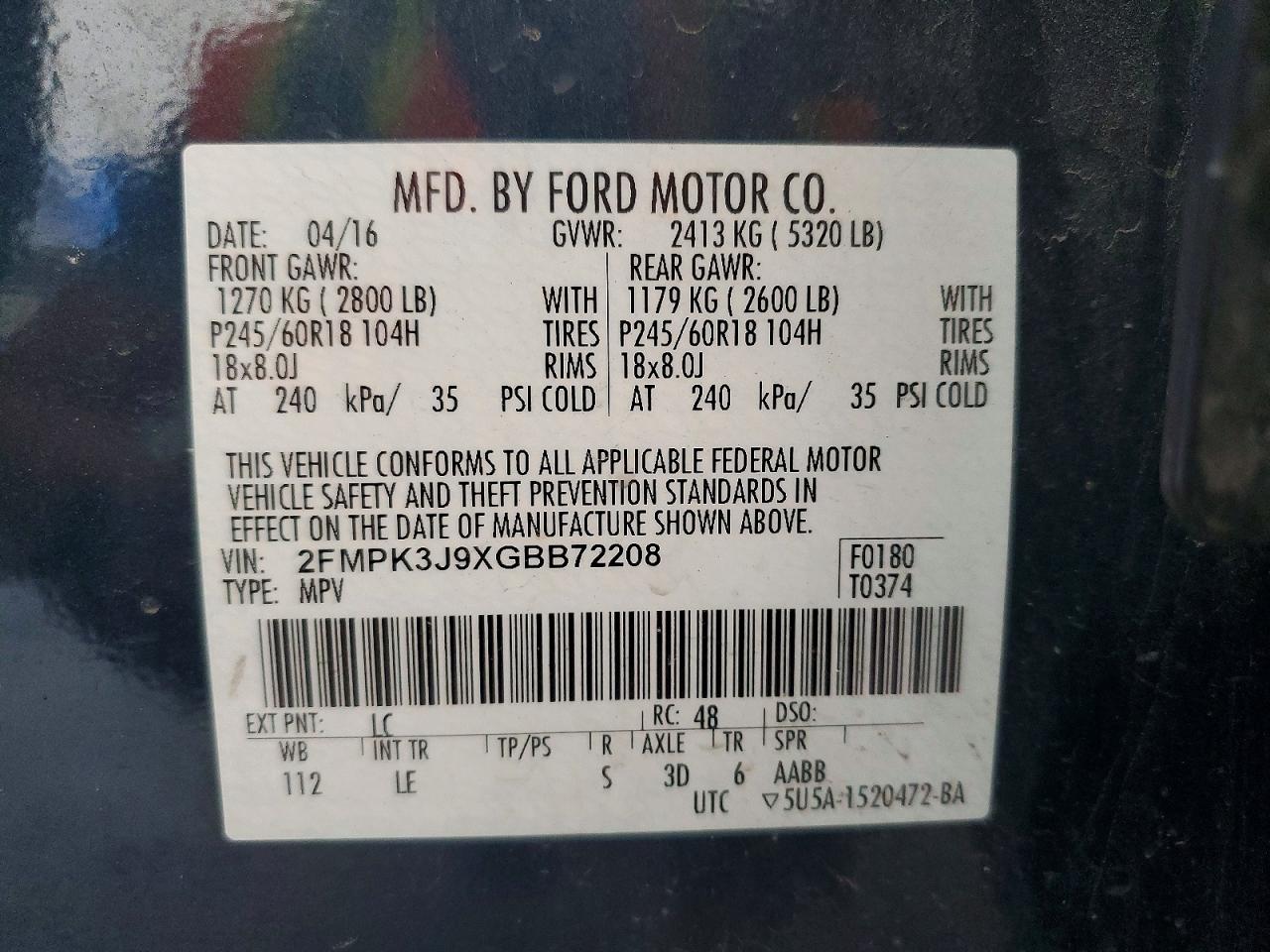 2016 FORD EDGE SEL photo 13