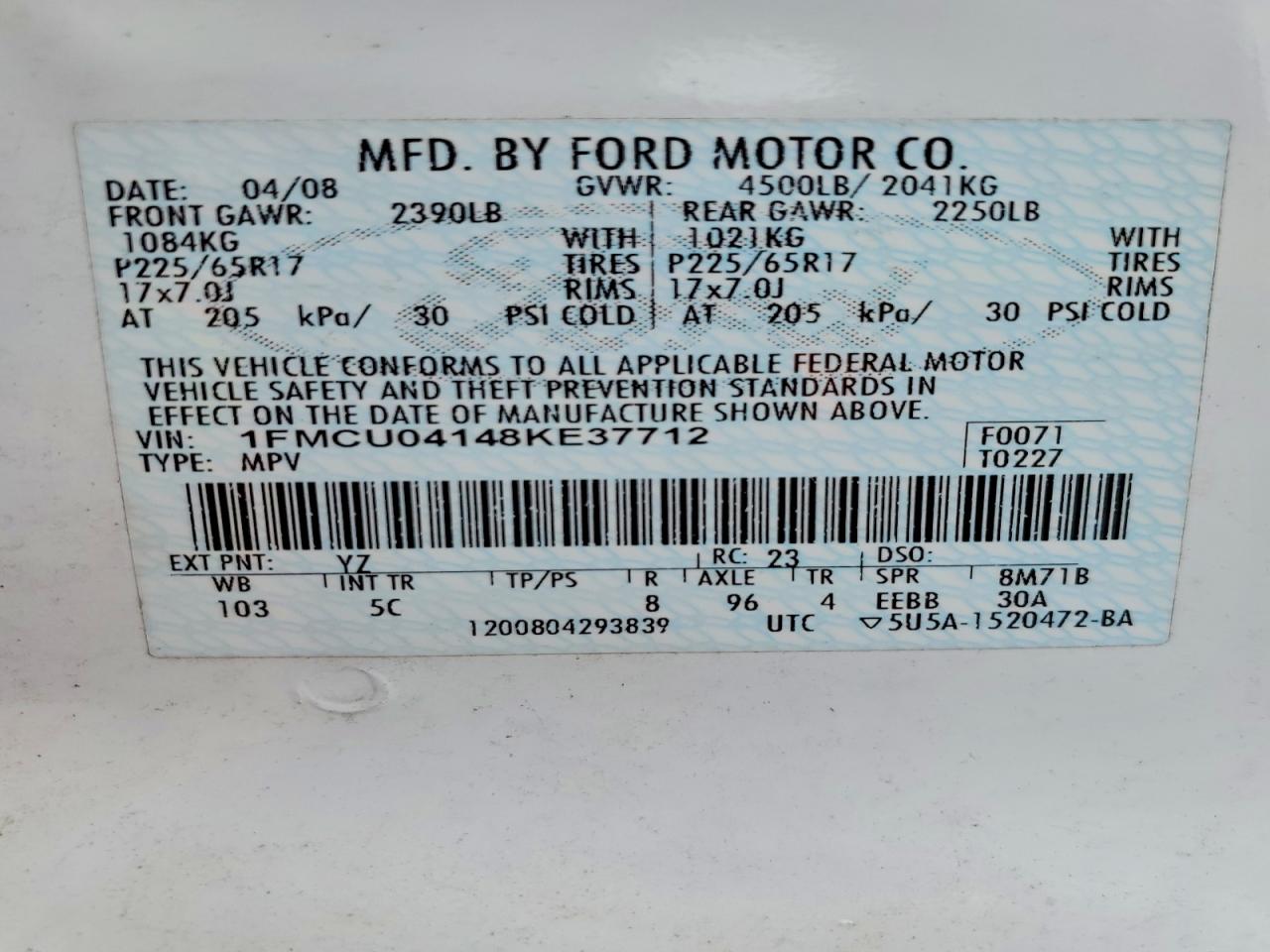 2008 FORD ESCAPE LIMITED photo 13